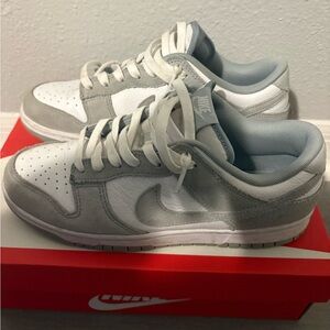 Nike Low-Top Sneakers in White and Light Gray Suede